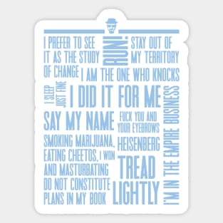 Heisenberg Quotes Crystal Blue Sticker